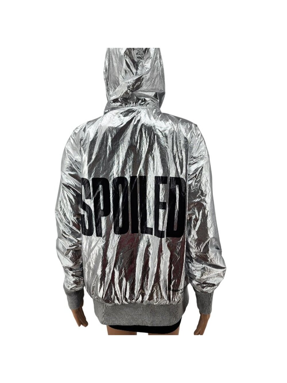 Jeremy Scott Spoiled Child Reversible Silver & Mint Hooded Jacket, Women's Small